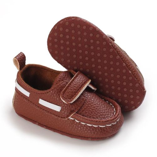 Fashionable Brown Baby Leather Casual Shoes Newborn Soft Soled Walking Shoes