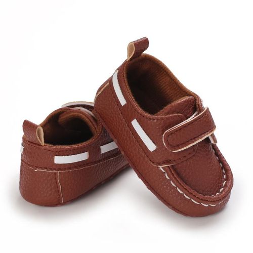Fashionable Brown Baby Leather Casual Shoes Newborn Soft Soled Walking Shoes