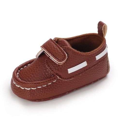 Fashionable Brown Baby Leather Casual Shoes Newborn Soft Soled Walking Shoes