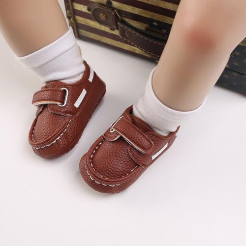 Fashionable Brown Baby Leather Casual Shoes Newborn Soft Soled Walking Shoes