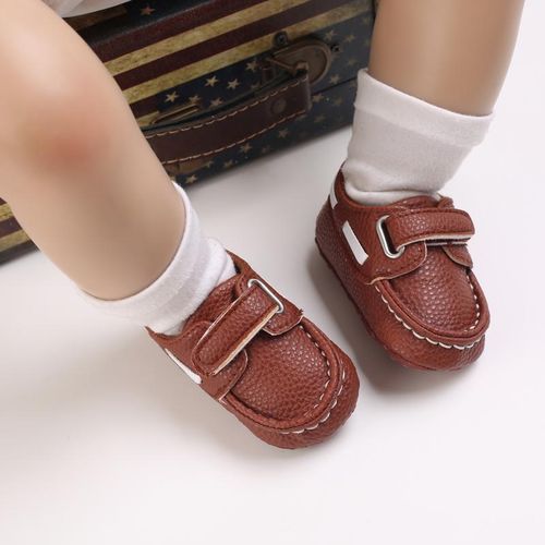 Fashionable Brown Baby Leather Casual Shoes Newborn Soft Soled Walking Shoes