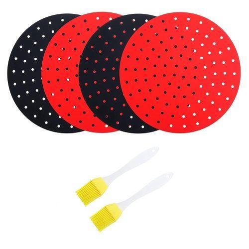 4Pack Round Air Fryer Liners, 9 Inch Silicone Air Fryer Bask
