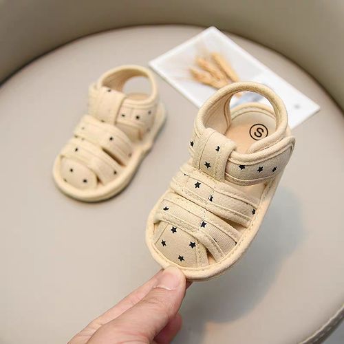 Summer 0-1 Year Old Baby Shoes Sandals Breathable Toe Bag Soft Fabric Sole Anti Slip And Wear Resistant Walking Shoes
