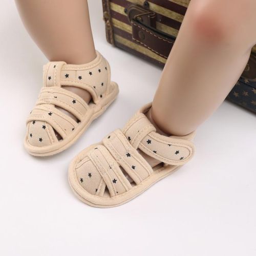 Summer 0-1 Year Old Baby Shoes Sandals Breathable Toe Bag Soft Fabric Sole Anti Slip And Wear Resistant Walking Shoes