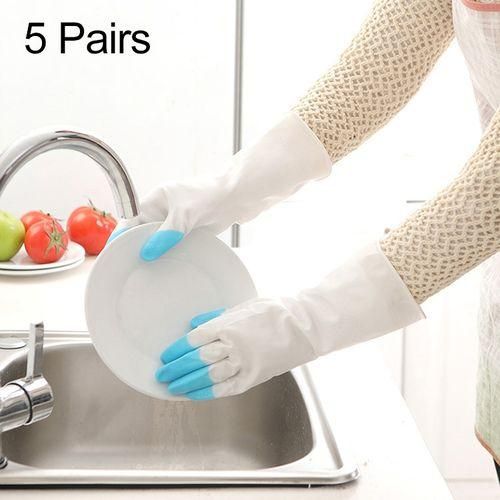5 Pairs Sale Shark Housework Cleaning PVC Latex Gloves Waterproof Thicken Laundry Washing Gloves Blue