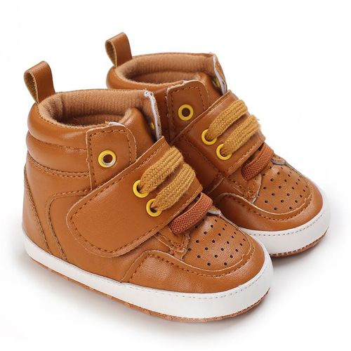 Baby PU Leather High Top Sports Shoes For Boys And Toddlers With Soft Soles