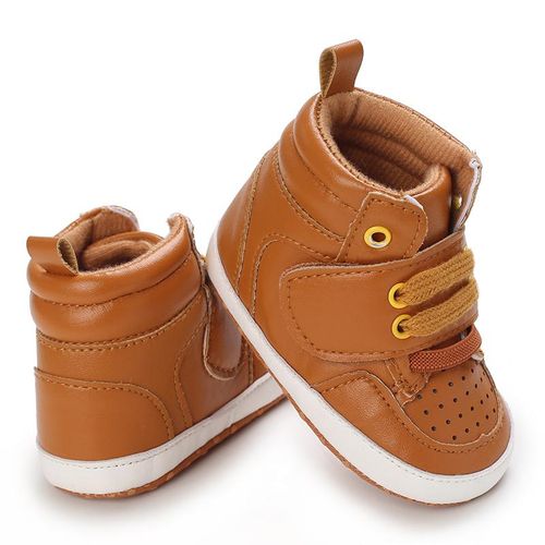 Baby PU Leather High Top Sports Shoes For Boys And Toddlers With Soft Soles