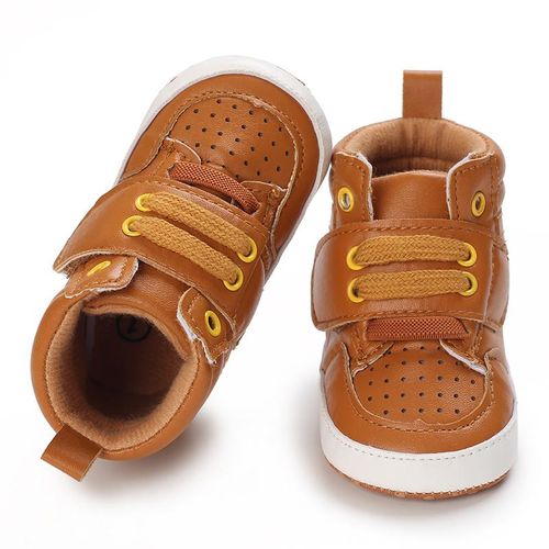 Baby PU Leather High Top Sports Shoes For Boys And Toddlers With Soft Soles