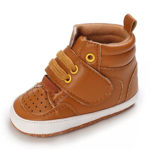 Baby PU Leather High Top Sports Shoes For Boys And Toddlers With Soft Soles