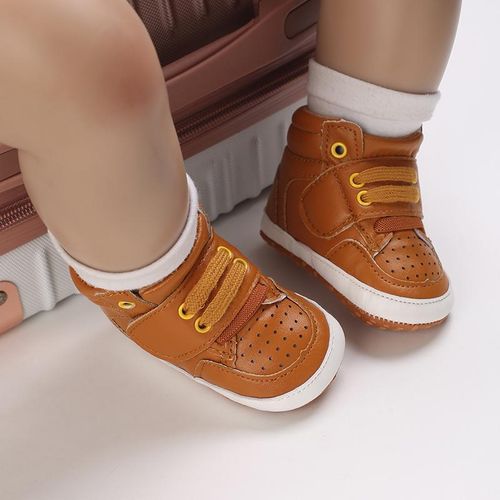 Baby PU Leather High Top Sports Shoes For Boys And Toddlers With Soft Soles