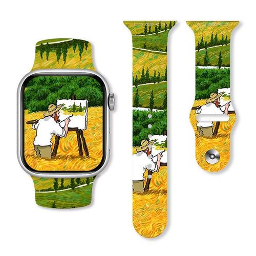 Sunflower Van Gogh Painting Strap For Iwatch Band 38/40/41mm 42/44/45/49mm Iwatch S8 Wristband Silicone Smartwatch Accessories