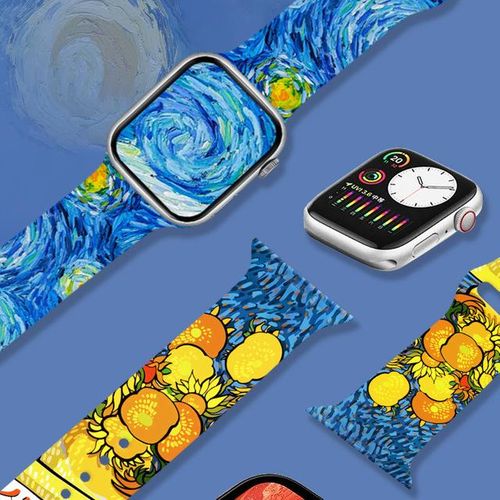 Sunflower Van Gogh Painting Strap For Iwatch Band 38/40/41mm 42/44/45/49mm Iwatch S8 Wristband Silicone Smartwatch Accessories