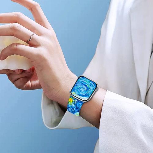 Sunflower Van Gogh Painting Strap For Iwatch Band 38/40/41mm 42/44/45/49mm Iwatch S8 Wristband Silicone Smartwatch Accessories