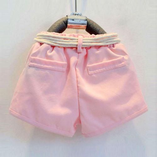 Girls' Letter Short  Shorts Belt Piece Set  Pink