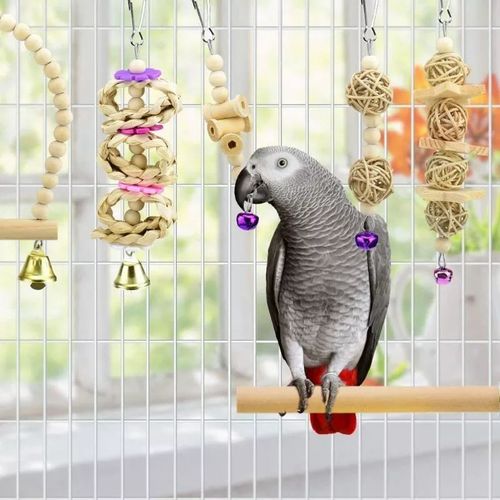 Bird Parrot Swing Toys Chewing Standing Hanging Perch for