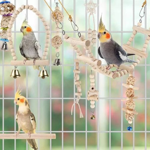 Bird Parrot Swing Toys Chewing Standing Hanging Perch for
