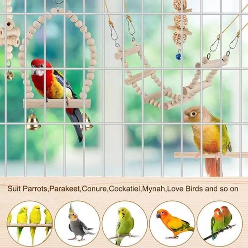Bird Parrot Swing Toys Chewing Standing Hanging Perch for