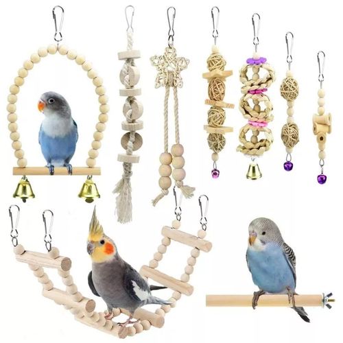 Bird Parrot Swing Toys Chewing Standing Hanging Perch for