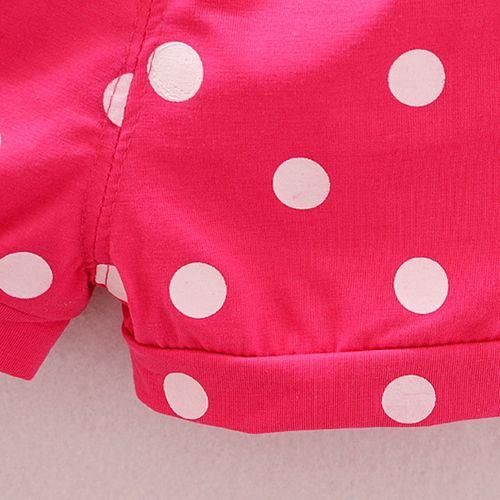 Girls Cartoon Print Vest  Polkadot Short Pant Clothing Set