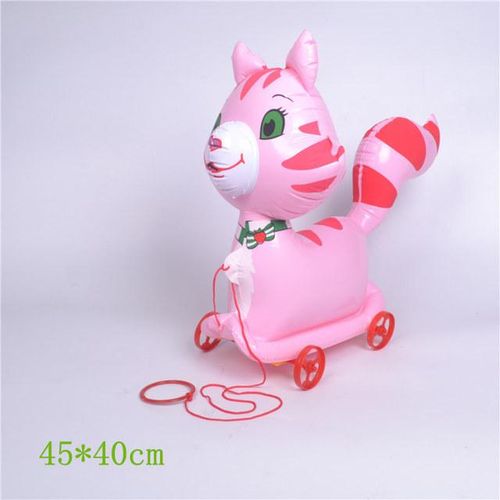 Children's Inflatable Pulling Car Toys Creative Fun Kids Walker Pull-wire Cartoon Cute Little Animal Series PVC Inflatable