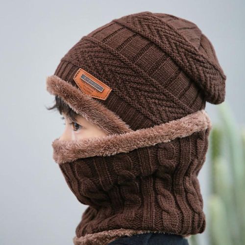 Kids Winter Hat Beanie and Scarf Slouchy Beanie Windproof Warm Knit Kids Skull Cap for Boys and Girls