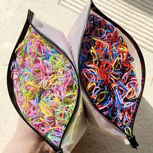 500/1000/2000 Pcs/set Girls Colourful Disposable Rubber Band Hair Ties Children Ponytail Holder Bands Kids Hair Accessories