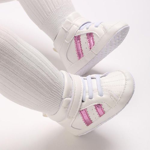 Baby Fashion Stripe Design Sneakers Baby Girls High Top Soft Sole Toddler Shoes