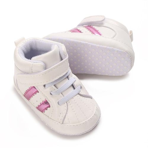 Baby Fashion Stripe Design Sneakers Baby Girls High Top Soft Sole Toddler Shoes
