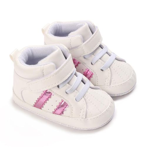 Baby Fashion Stripe Design Sneakers Baby Girls High Top Soft Sole Toddler Shoes