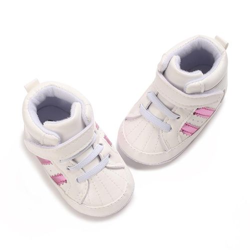 Baby Fashion Stripe Design Sneakers Baby Girls High Top Soft Sole Toddler Shoes