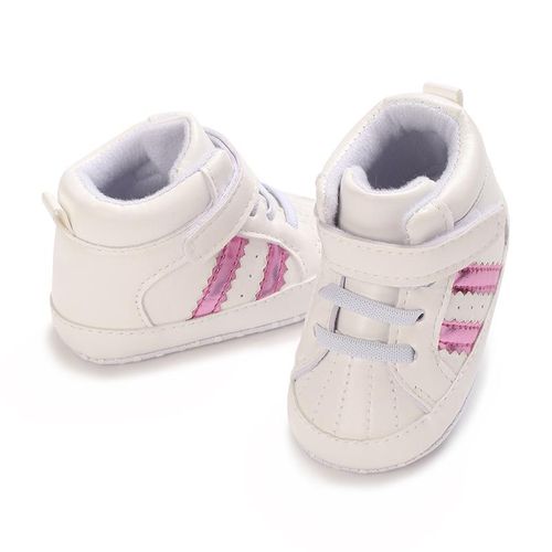 Baby Fashion Stripe Design Sneakers Baby Girls High Top Soft Sole Toddler Shoes