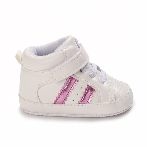 Baby Fashion Stripe Design Sneakers Baby Girls High Top Soft Sole Toddler Shoes