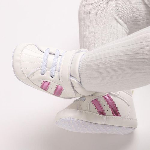 Baby Fashion Stripe Design Sneakers Baby Girls High Top Soft Sole Toddler Shoes