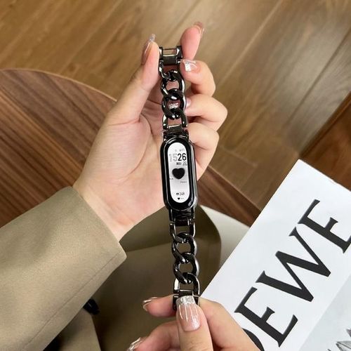 Metal Strap For Mi Band 8 7 6 5 4 3 Denim Chain Stainless Steel Bracelet For Miband 5 6 4 3 Replacement Wristband