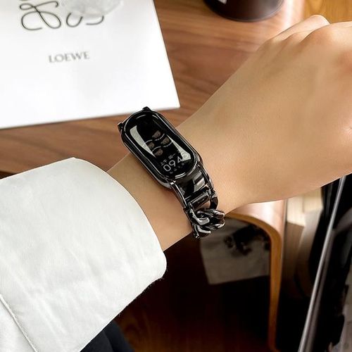 Metal Strap For Mi Band 8 7 6 5 4 3 Denim Chain Stainless Steel Bracelet For Miband 5 6 4 3 Replacement Wristband