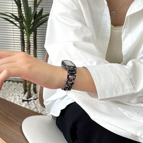 Metal Strap For Mi Band 8 7 6 5 4 3 Denim Chain Stainless Steel Bracelet For Miband 5 6 4 3 Replacement Wristband