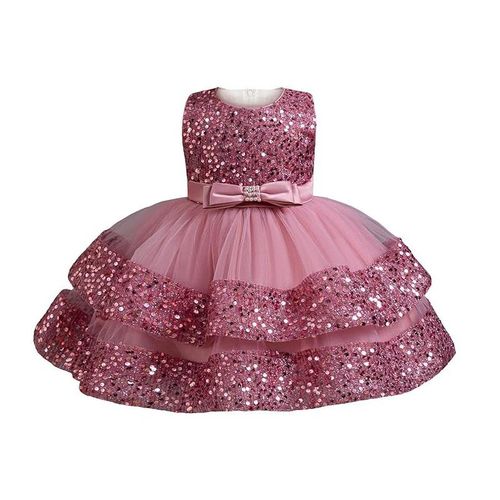 Baby Girl Pageant Dress Sequins Princess Dress Toddler Flower Wedding Birthday Party Gown Dresses 12 Months-4 Years