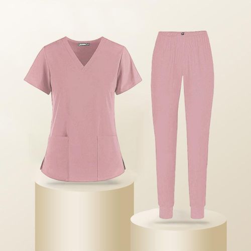 Comfort Nursing Scrub Set, SPA Uniforms, Workwear 2 Pocket, XL Pink