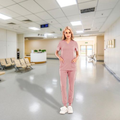 Comfort Nursing Scrub Set, SPA Uniforms, Workwear 2 Pocket, XL Pink