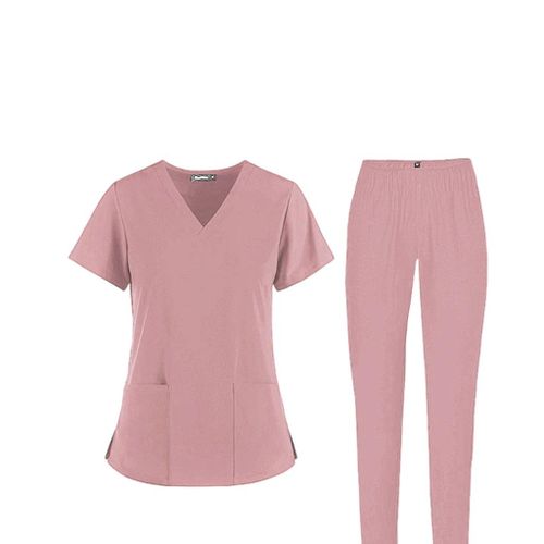 Comfort Nursing Scrub Set, SPA Uniforms, Workwear 2 Pocket, XL Pink