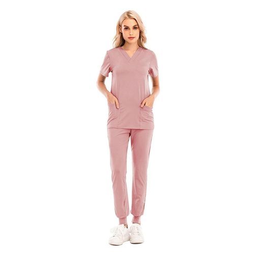 Comfort Nursing Scrub Set, SPA Uniforms, Workwear 2 Pocket, XL Pink