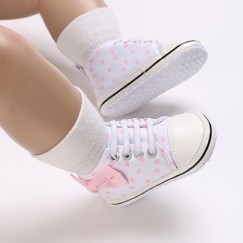 Newborn Baby Girls Canvas Sneaker Soft Anti-Slip Sole First Walkers