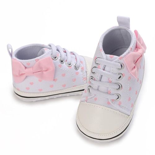 Newborn Baby Girls Canvas Sneaker Soft Anti-Slip Sole First Walkers