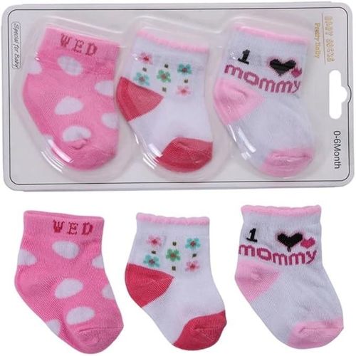 Baby 3 Pack Cute & Fit Cotton Stretch Socks For Girls - Multi-Colour