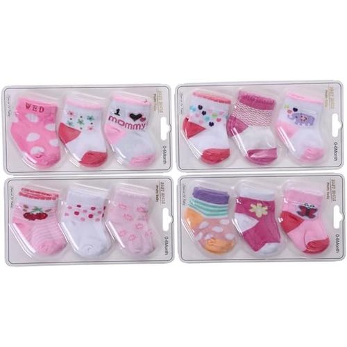 Baby 3 Pack Cute & Fit Cotton Stretch Socks For Girls - Multi-Colour