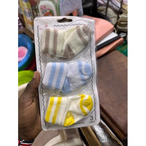 Baby 3 Pack Cute & Fit Cotton Stretch Socks For Boys- Multi-Colour