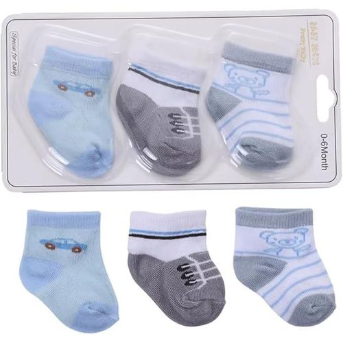 Baby 3 Pack Cute & Fit Cotton Stretch Socks For Boys- Multi-Colour