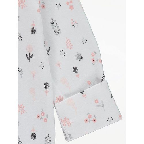 Pastel Ditzy Floral Print Sleepsuits 3 Pack - Pink, Black, White.