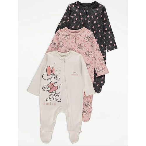 George Disney Minnie Mouse Sleepsuits 3 Pack (Pink, Black, Cream)