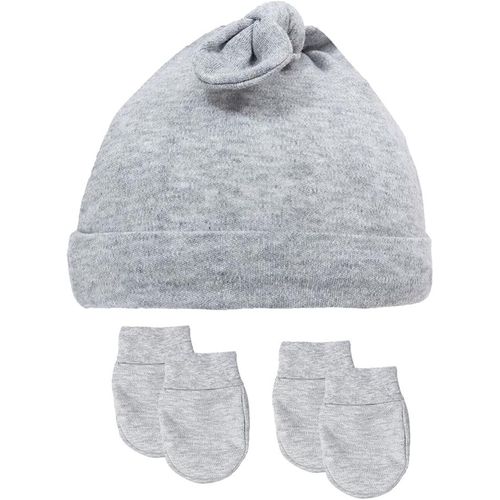 Royal Icon Newborn Baby Hat Boys Girls Knot Cotton Hat with 2 Pairs Anti Scratch Mitten Set Knotty Hat 0-6 Months - Multi-Colour